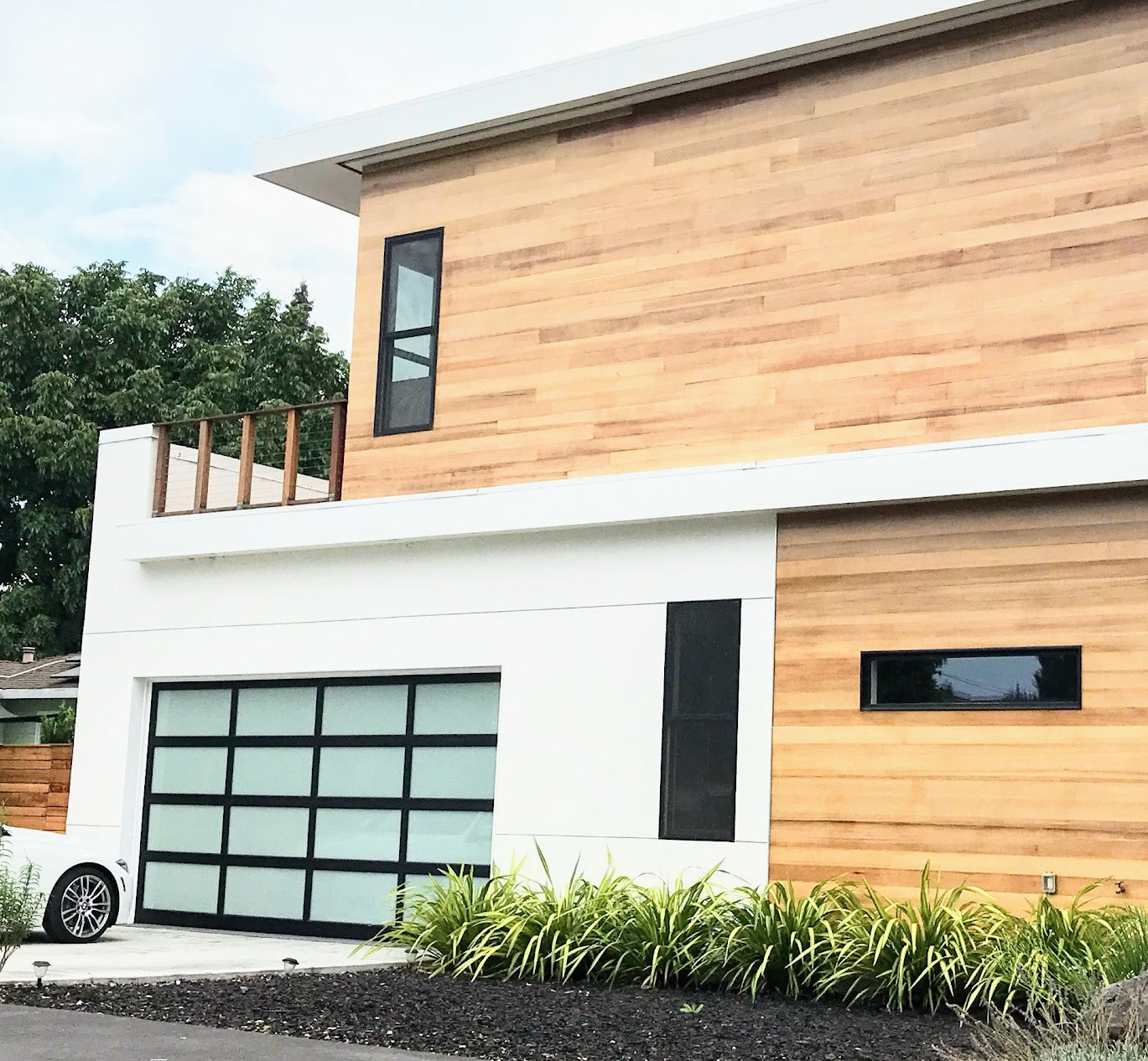 Modern Aluminum Glass Garage Door, Custom Sizes, Frosted Tinted Mirror Options