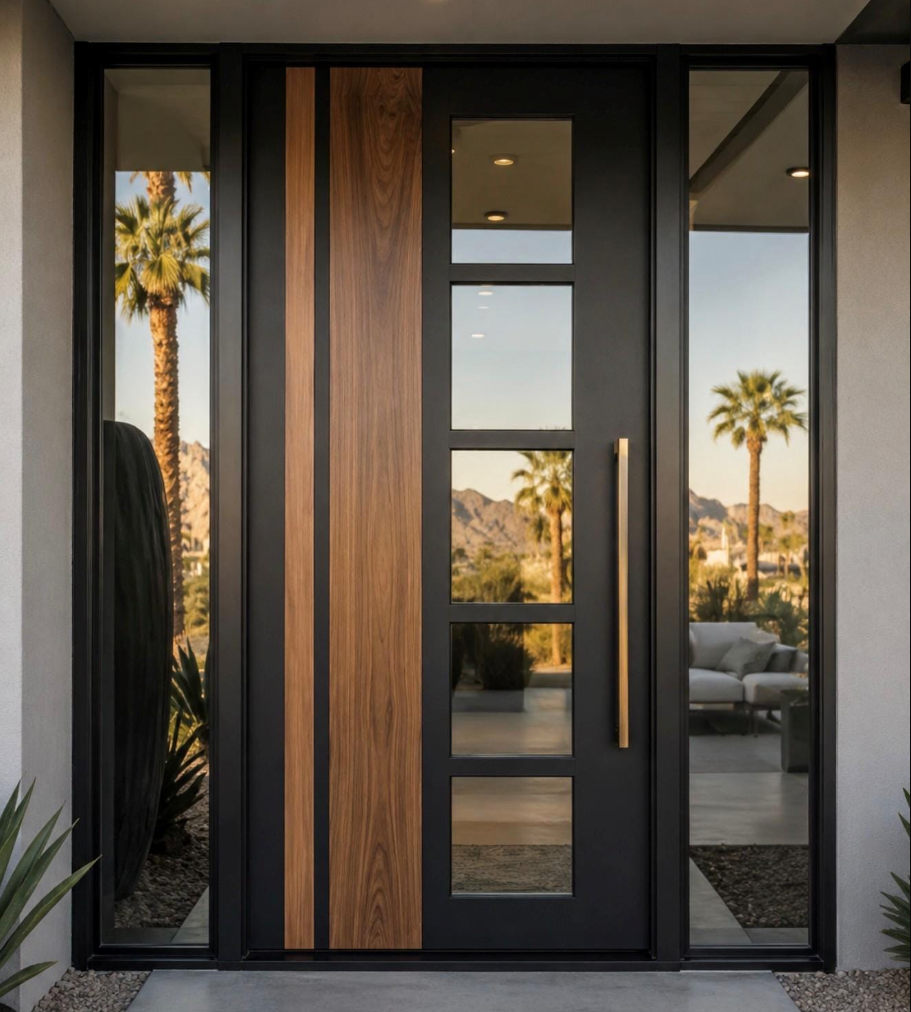 Modern Solid American red oak 44" × 96" Entrance Door with door handle as in the picture for Pamela