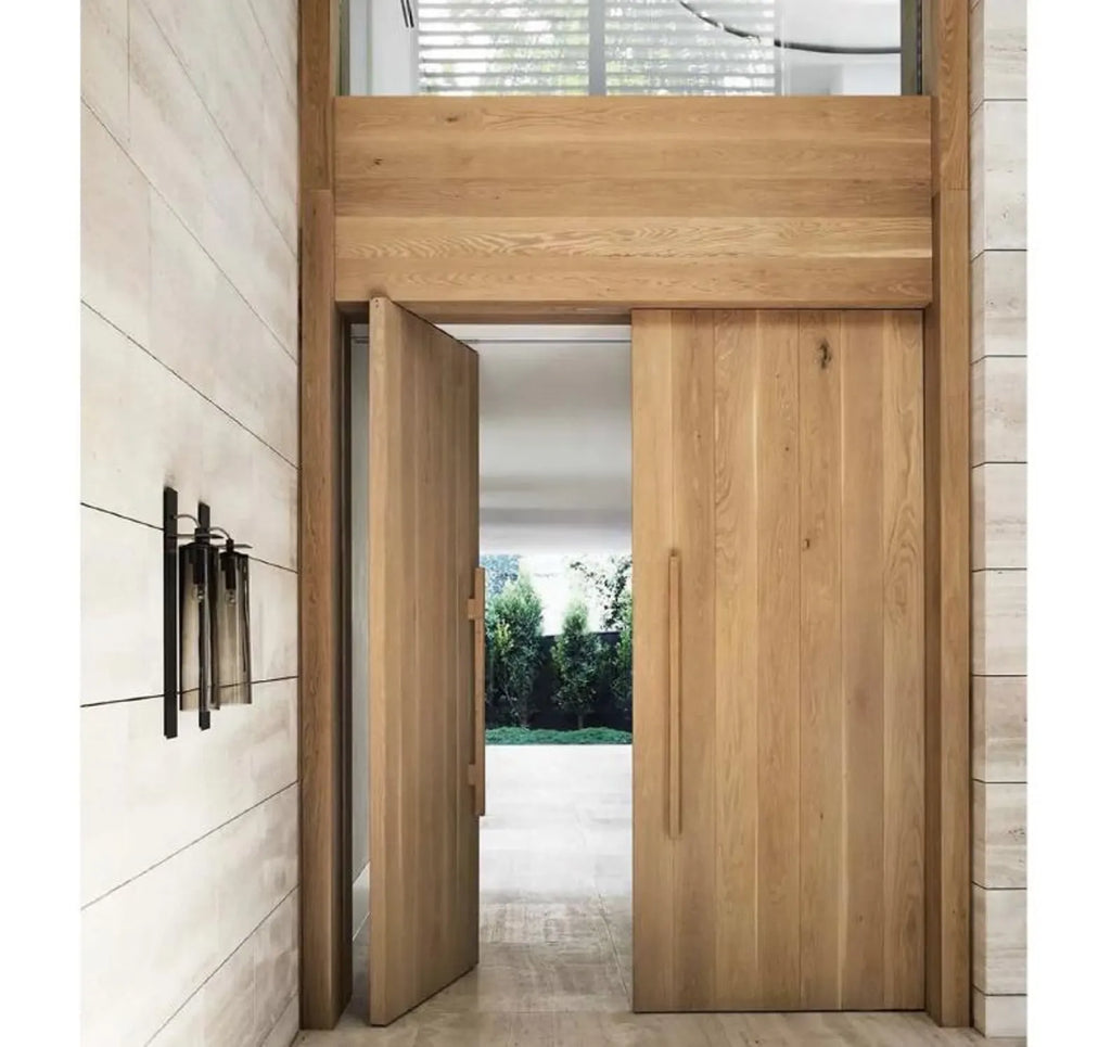 Modern Wood Pivot Entrance Door, Contemporary Minimalist Design Pivot door
