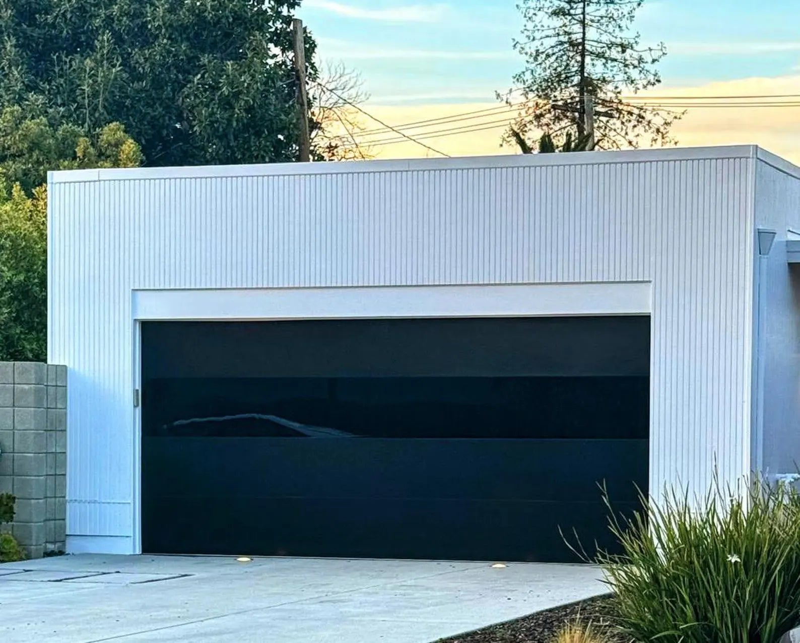 Minimalist Aluminum Garage Door with Flush Glass Panel, Custom Size