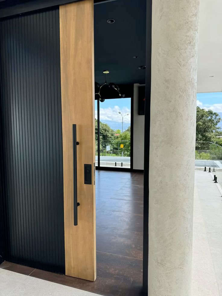 Modern Wood or Aluminum Entrance Door, Minimalist Contemporary Design, Multicolor Entrance Door