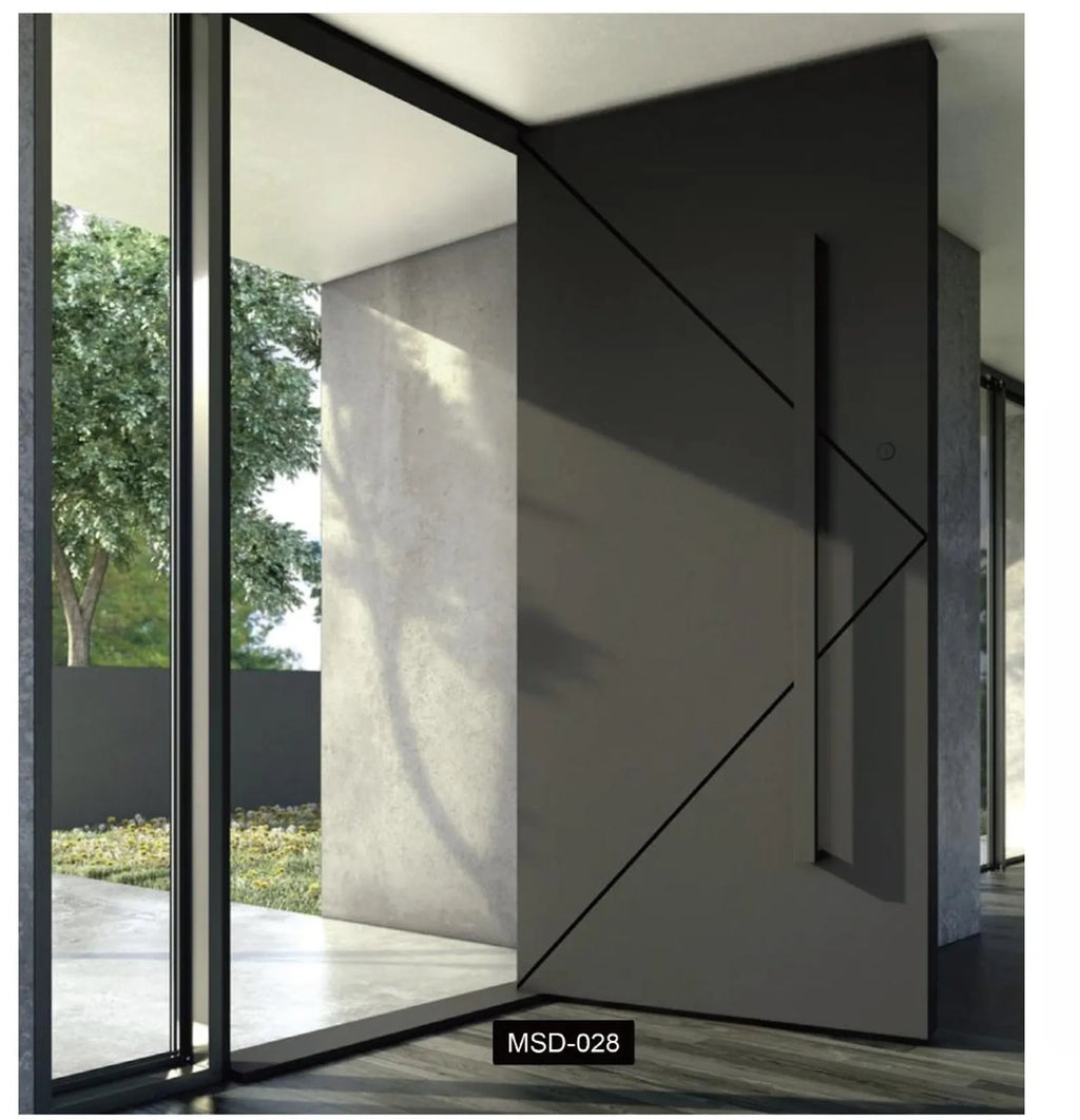 Modern Wood Pivot Entrance Door, Contemporary Minimalist Design Pivot door