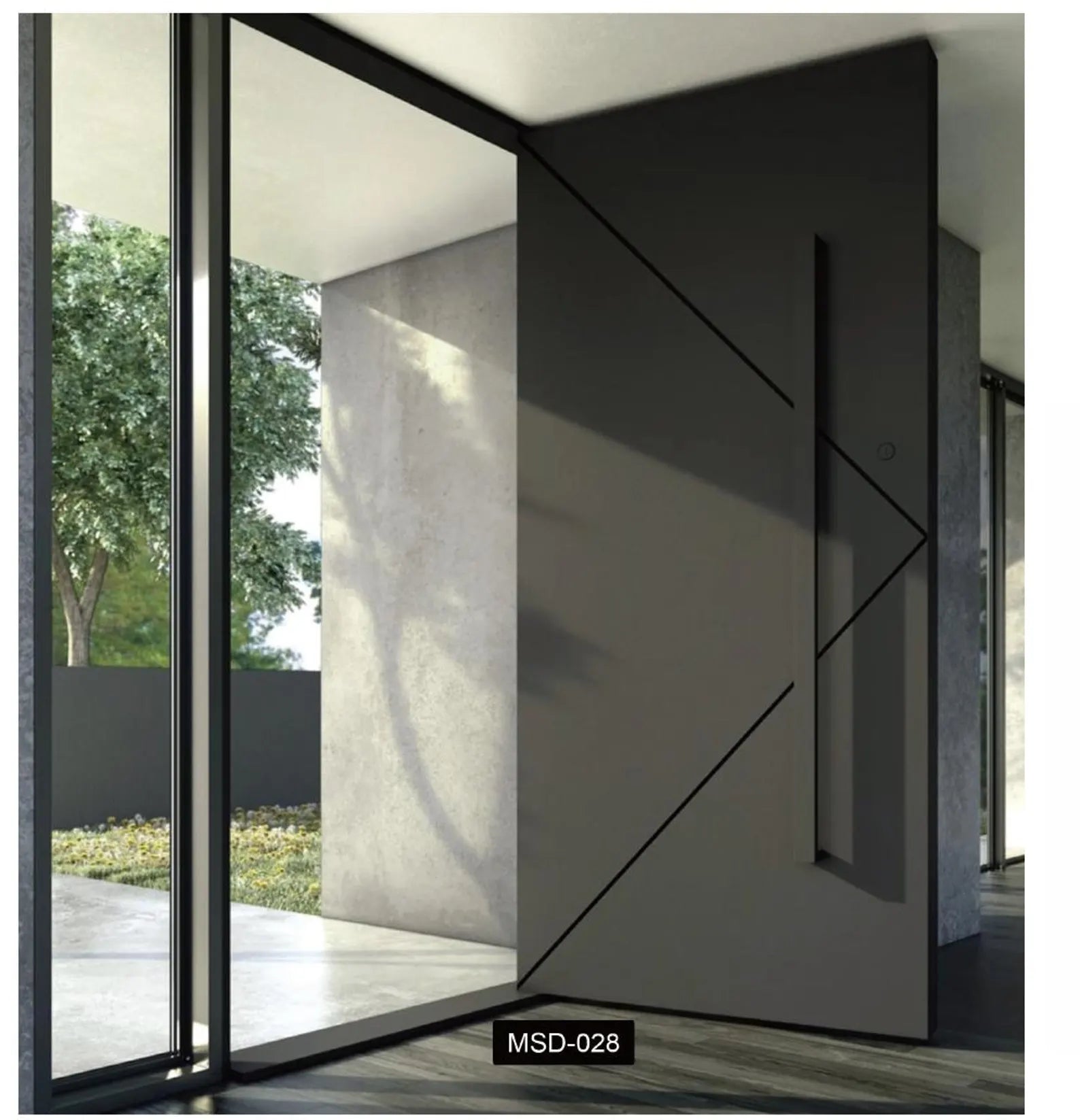 Modern Wood Pivot Entrance Door, Contemporary Minimalist Design Pivot door