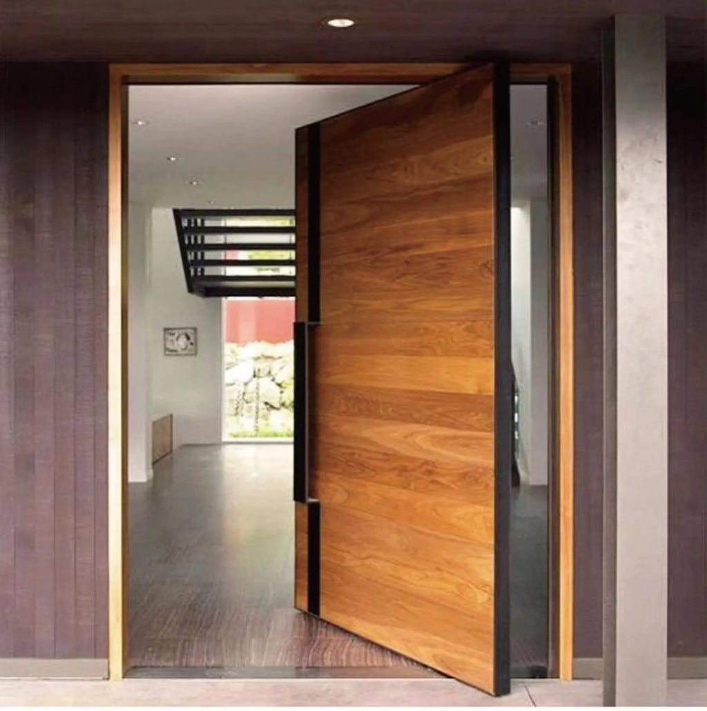 Modern Wood Pivot Entrance Door, Contemporary Minimalist Design Pivot door