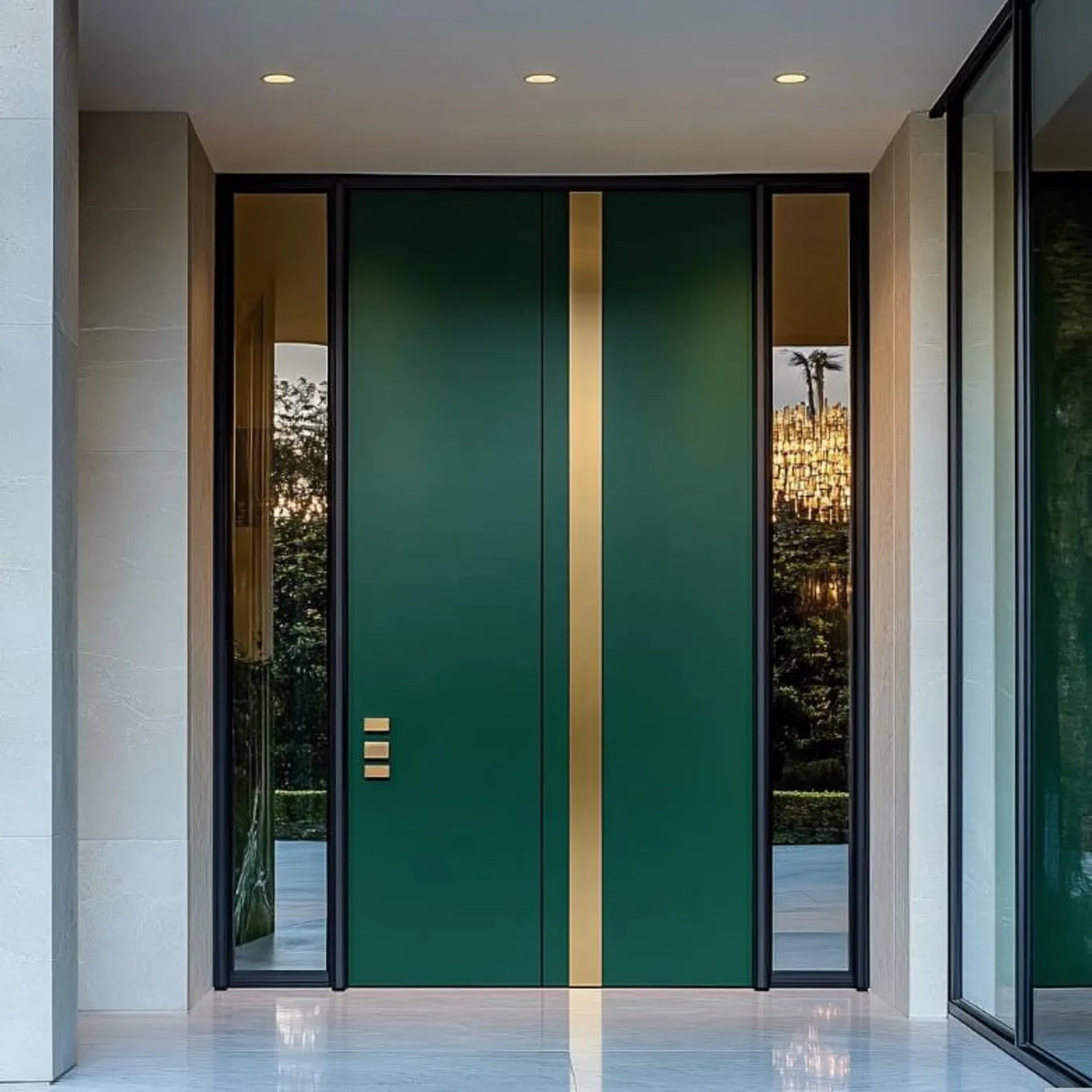 Modern Wood or Aluminum Entrance Door, Minimalist Contemporary Design, Multicolor Entrance Door