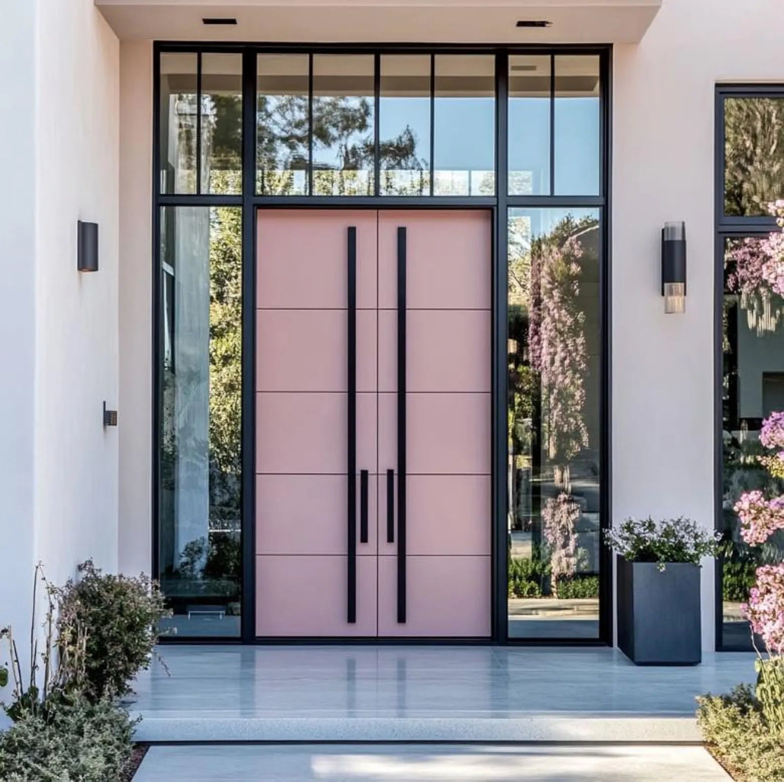 Modern Wood or Aluminum Entrance Door, Minimalist Contemporary Design, Multicolor Entrance Door