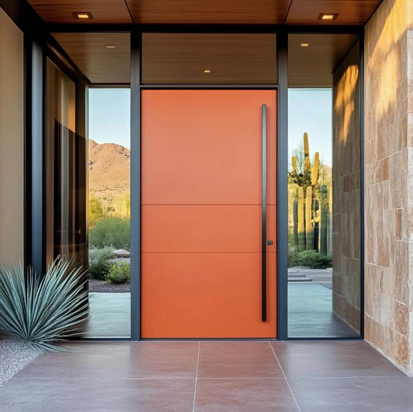 Modern Wood or Aluminum Entrance Door, Minimalist Contemporary Design, Multicolor Entrance Door