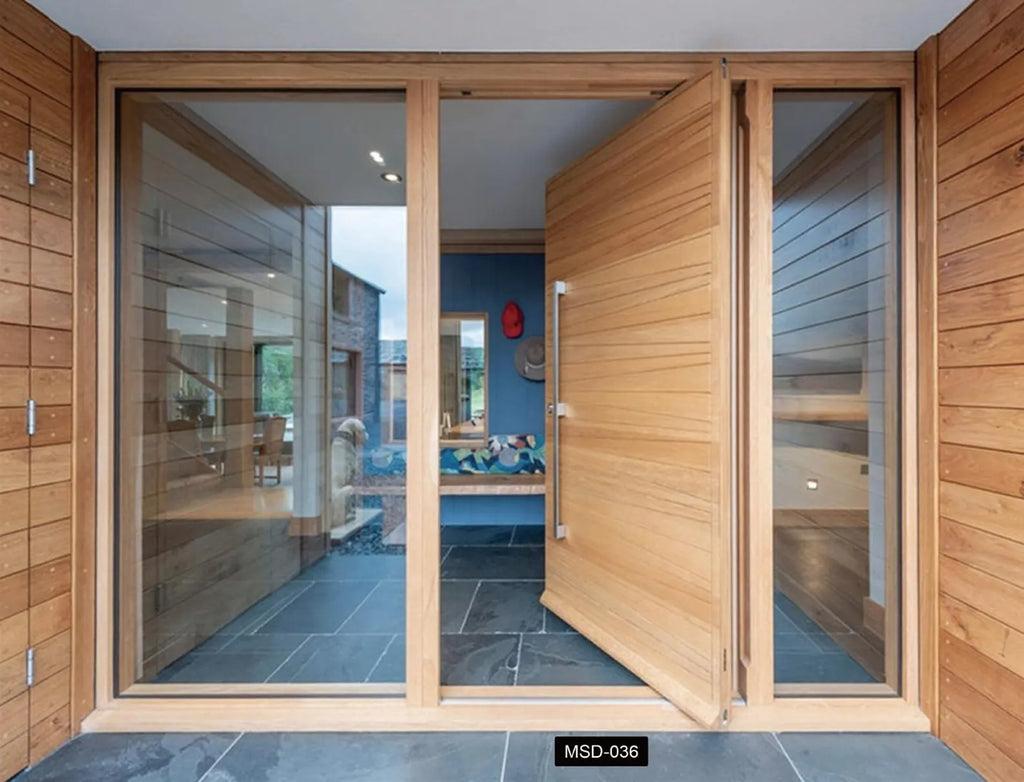 Modern Wood Pivot Entrance Door, Contemporary Minimalist Design Pivot door