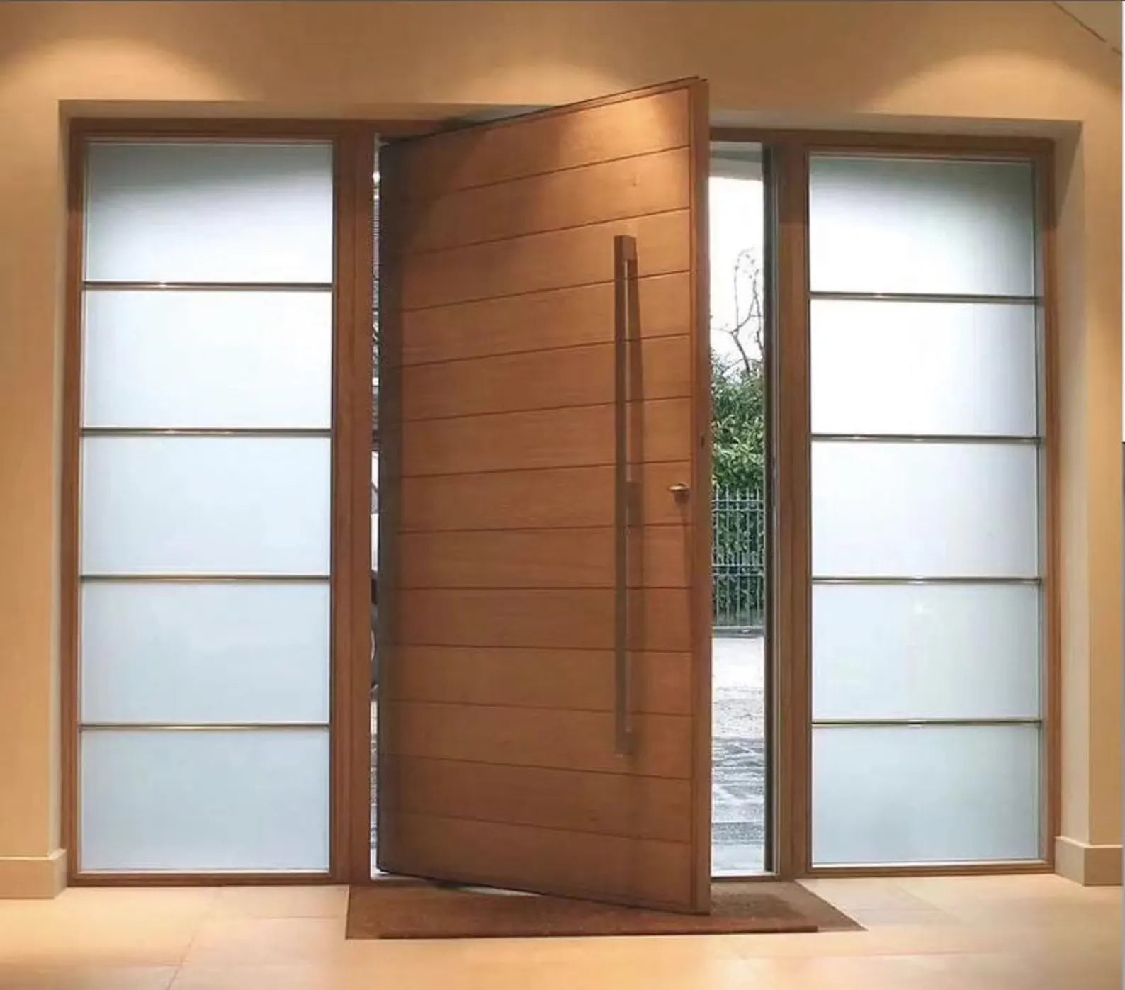 Modern Wood Pivot Entrance Door, Contemporary Minimalist Design Pivot door
