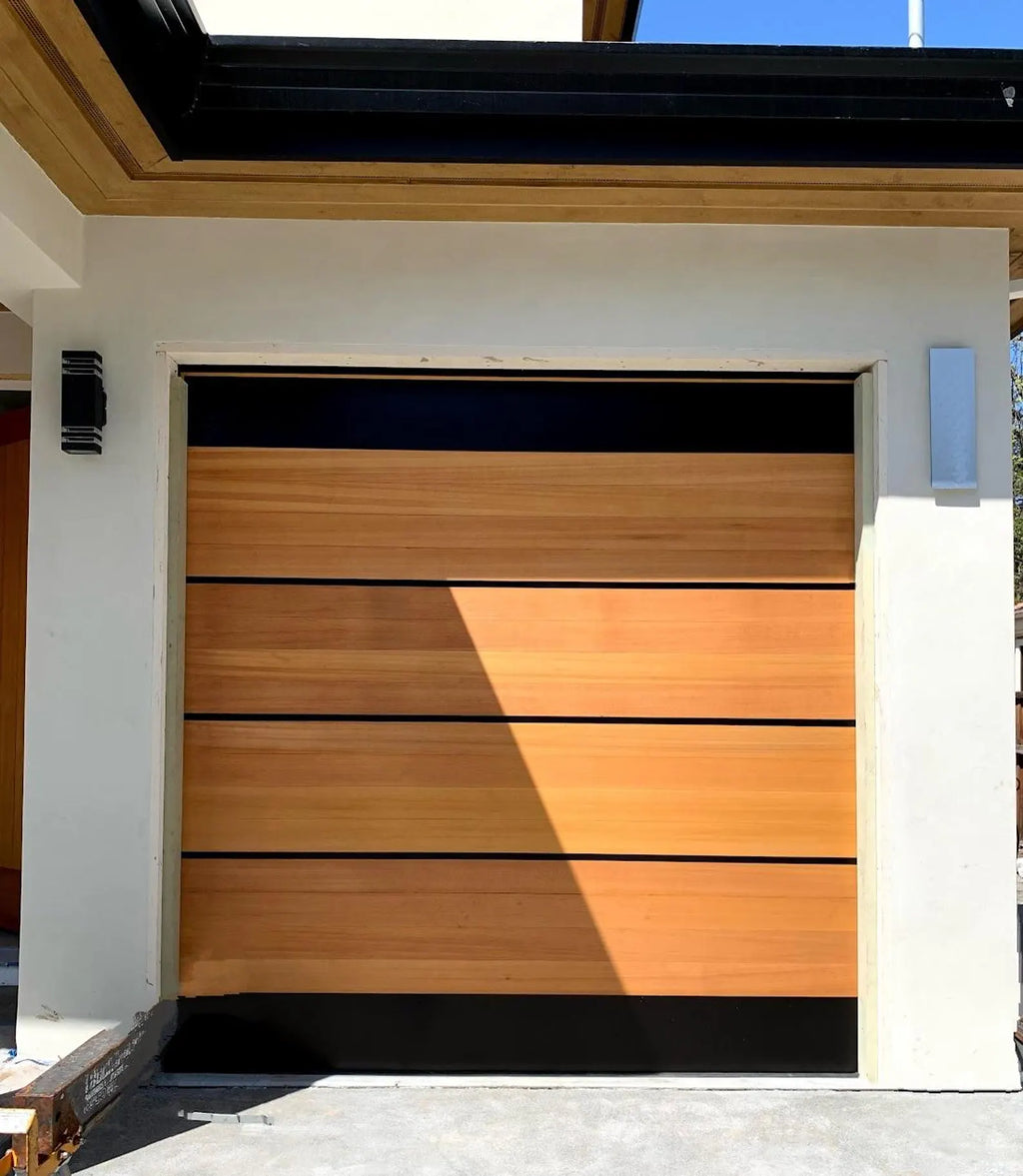 Modern Wood & Aluminum Garage Door, Custom Design, Sectional Style