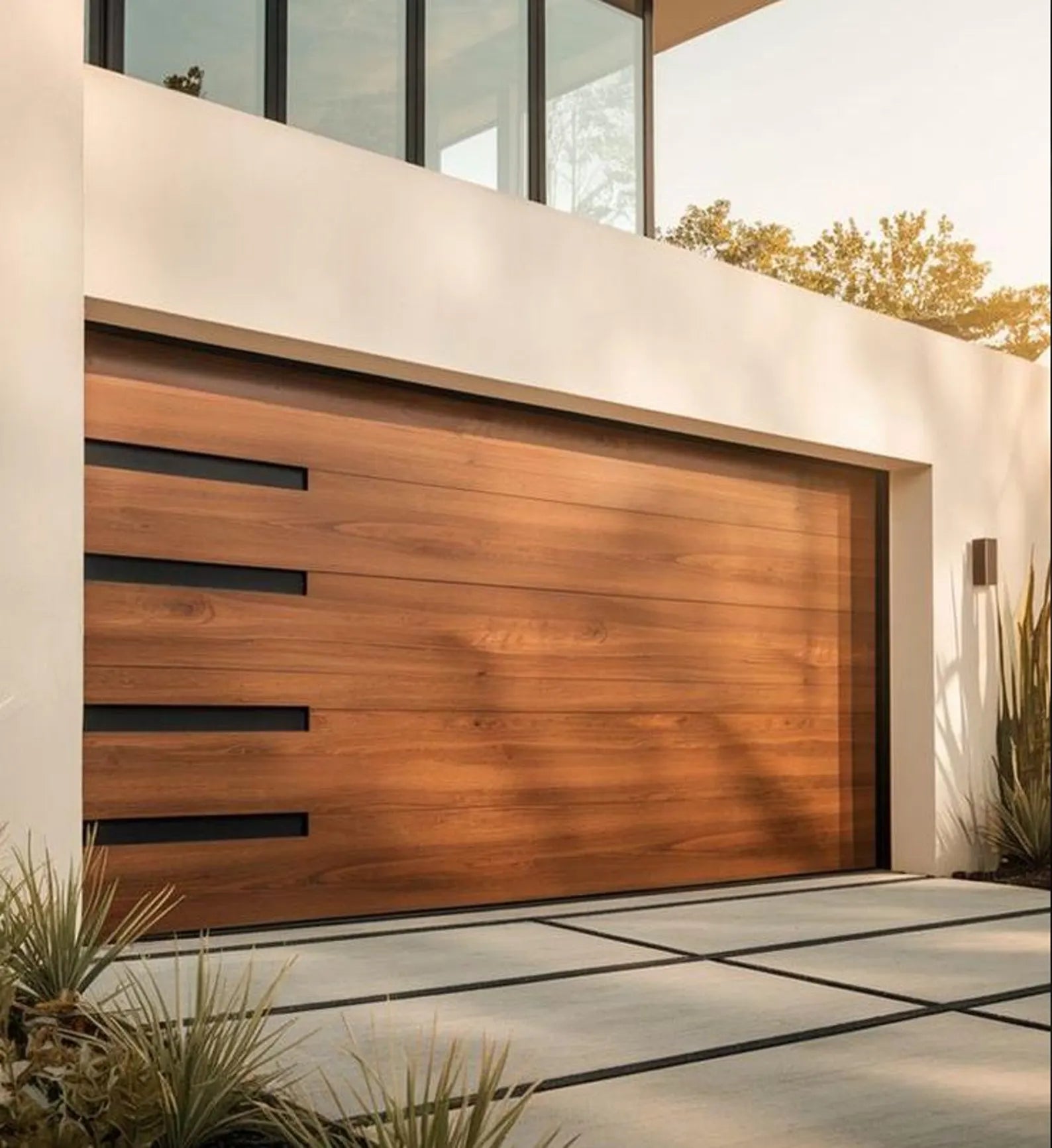 Modern Wood & Aluminum Garage Door, Custom Design, Sectional Style