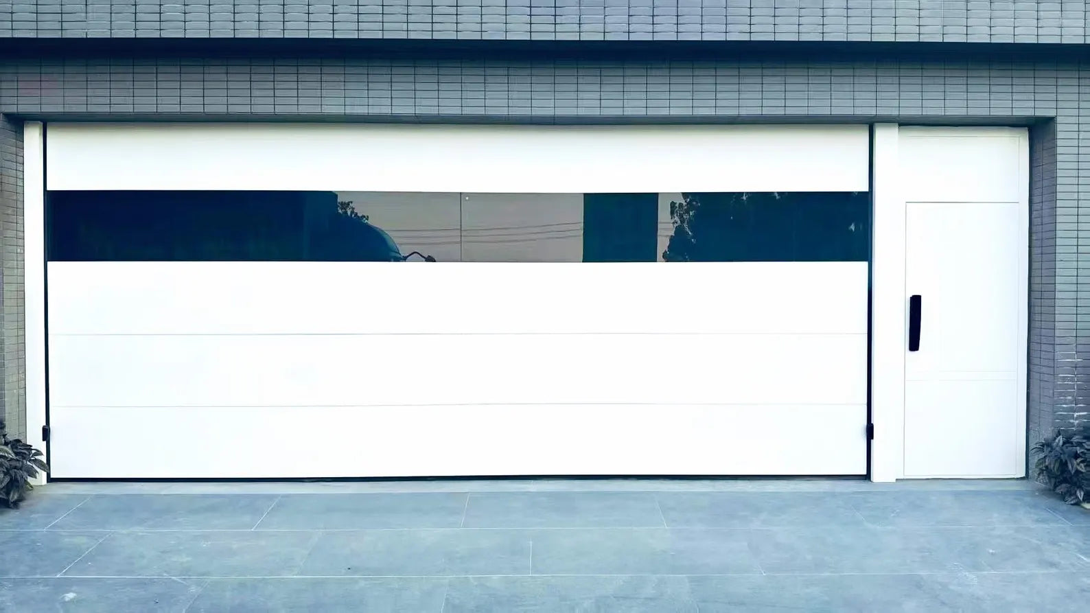 Flush Aluminum Door With Customizable Glass Panels, Custom Size, Custom Color