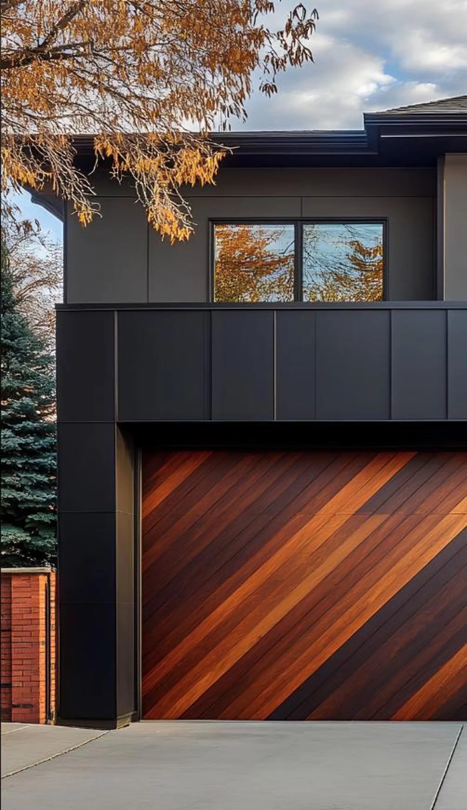 Modern Wood & Aluminum Garage Door, Custom Design, Sectional Style