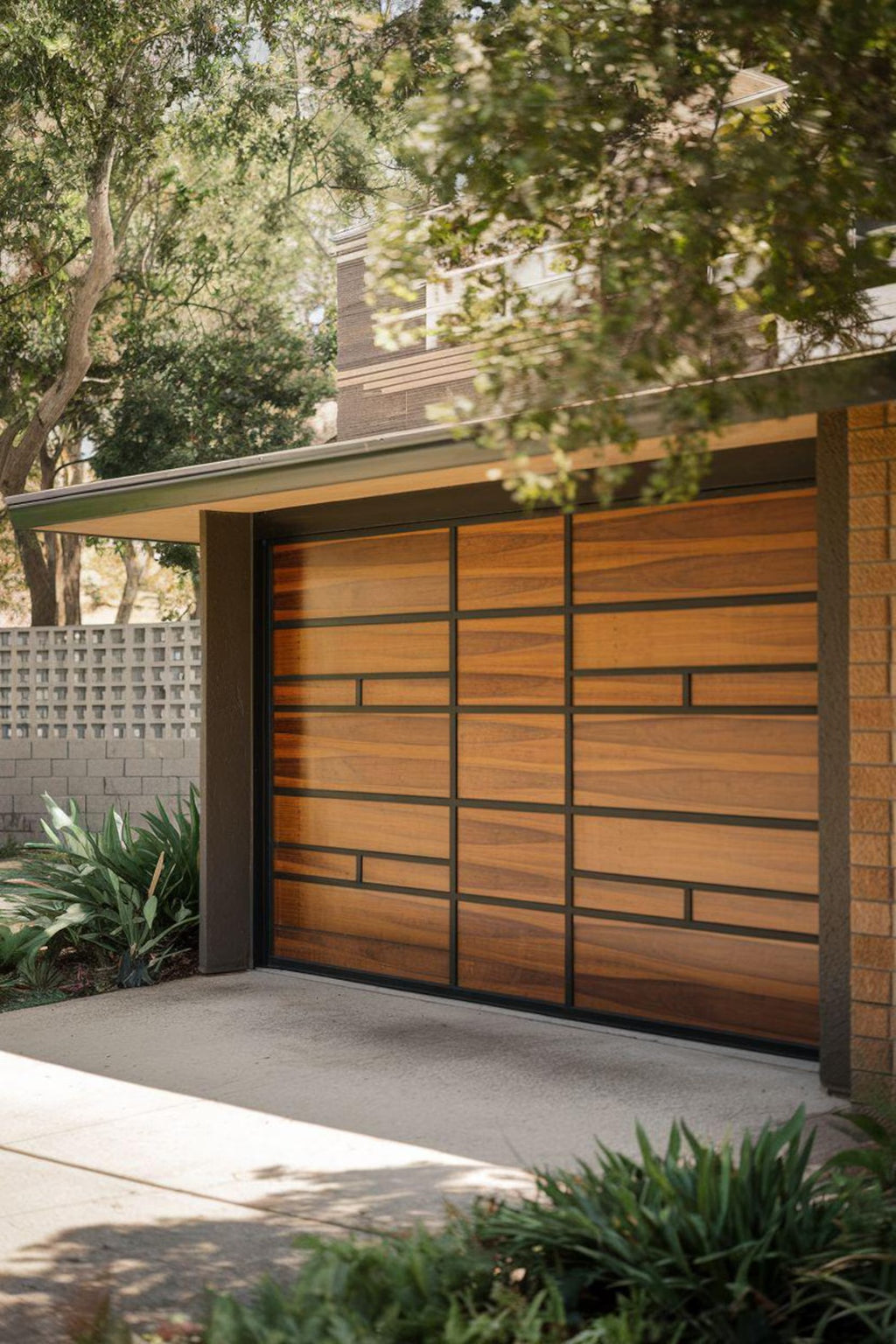Modern Wood & Aluminum Garage Door, Custom Design, Sectional Style