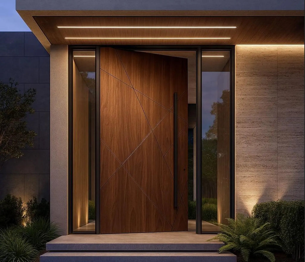 Modern Wood Pivot Entrance Door, Contemporary Minimalist Design Pivot door